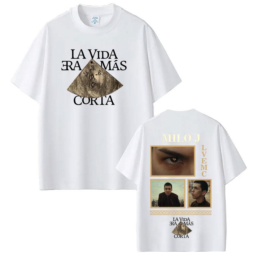 Rap Singer Milo J La Vida Era Mas Corta Album Tshirt Fan Gift Summer Mens Womens Hiphop Tshirt Cotton Casual Tshirt Top