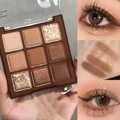 9 цветов шоколадной палитры теней для век Pearly Matte Earth Color Палитра теней для век Shiny Sequins Eye Pigments Стойкий макияж
