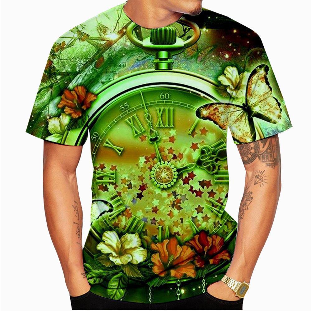 Футболки с циферблатом и 3D принтом, уличная мужская мода, Harajuku, повседневная футболка большого размера с круглым вырезом, летние футболки, топы, одежда