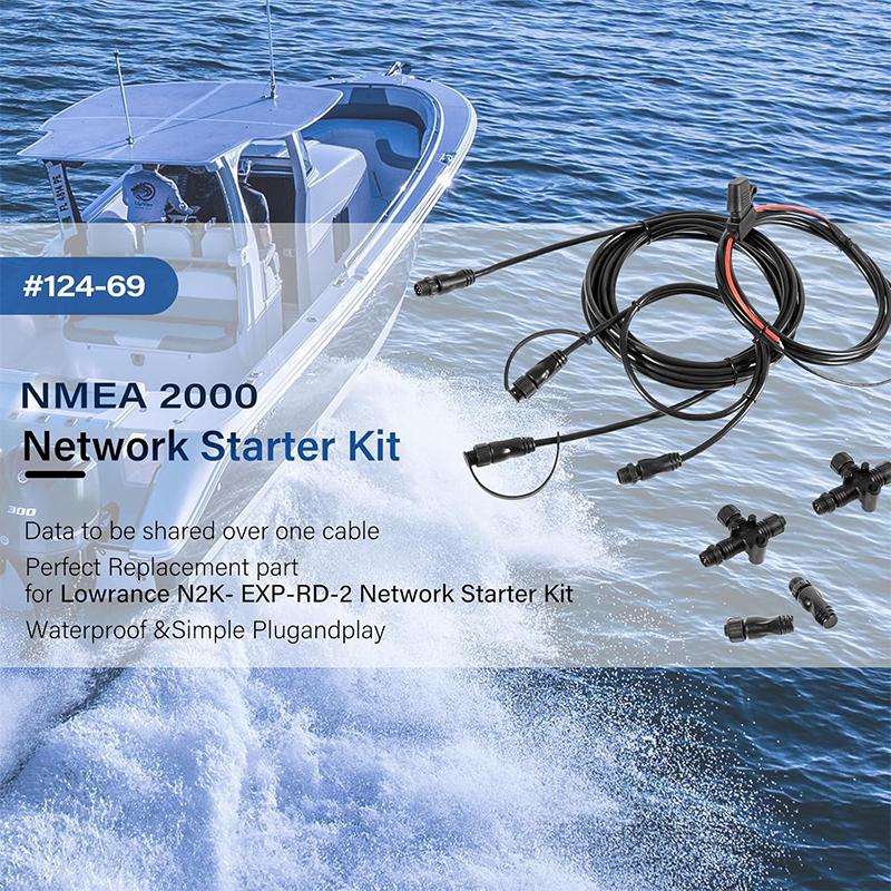 124-69 NMEA Network Starter Kit,NMEA 2000 Node Terminators, Compatible with Lowrance N2K-Exp-Rd-2 Network Starter Kit