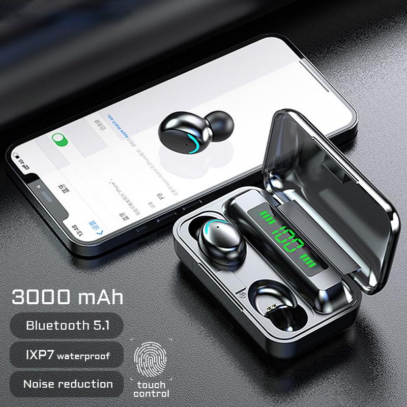 Беспроводные наушники TWS, зарядное устройство 3000 мАч, Bluetooth-совместимые стереонаушники, гарнитуры с микрофоном