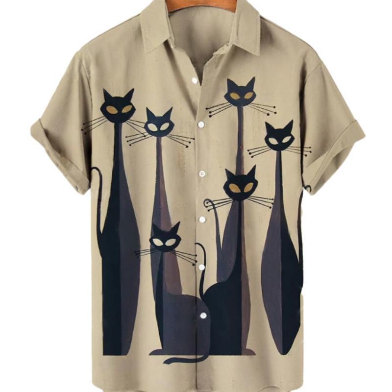 Европейская и американская летняя мужская рубашка больших размеров из Гонконга с 3D цифровой печатью, повседневная рубашка с короткими рукавами, мужская одежда