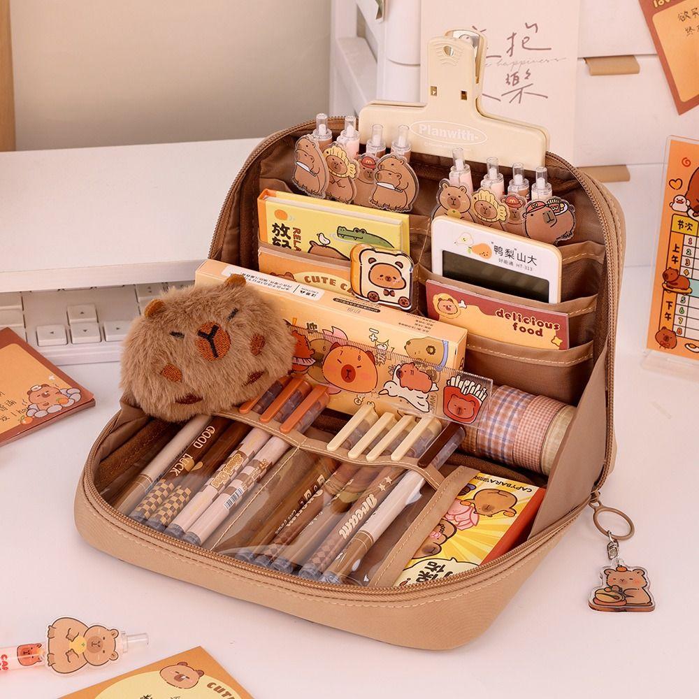 12-Layer Pencil Case 90 Degree Large Opening Pen Storage Bag Multifunctional Pen Bag  Student