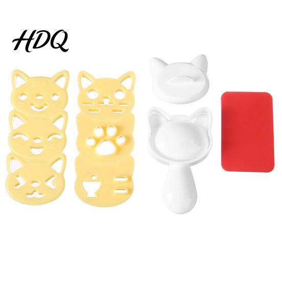 Fun Meal Prep Tools Rice Ball Molds Kit Cartoon Bear/Cat/Dog/Panda Shape Onigiri Maker DIY Lunch Box Decorator Food Grade Plastic Sushi for