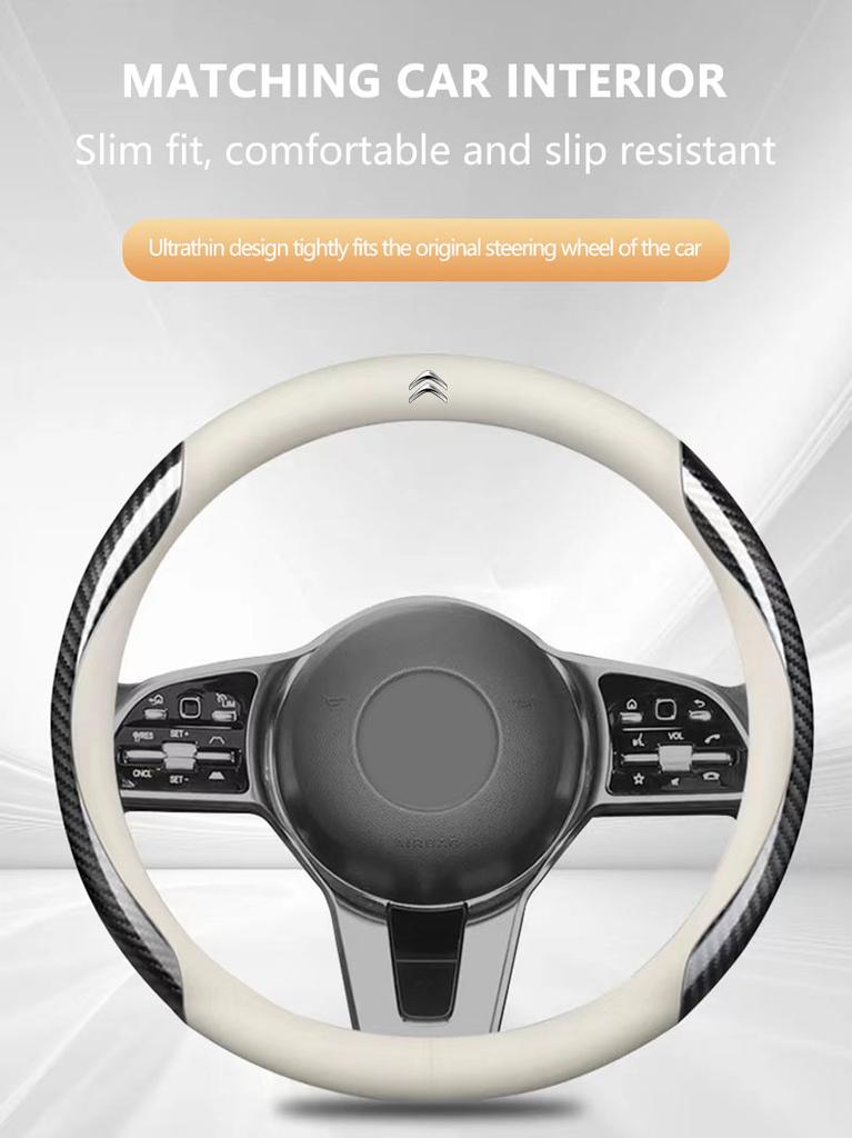Car carbon fiber steering wheel cover leather PU anti slip For Citroen C1 C3 C4 C5 C6 2CV VTS Picasso Cross Cactus RD3 C4L DS3 alq123