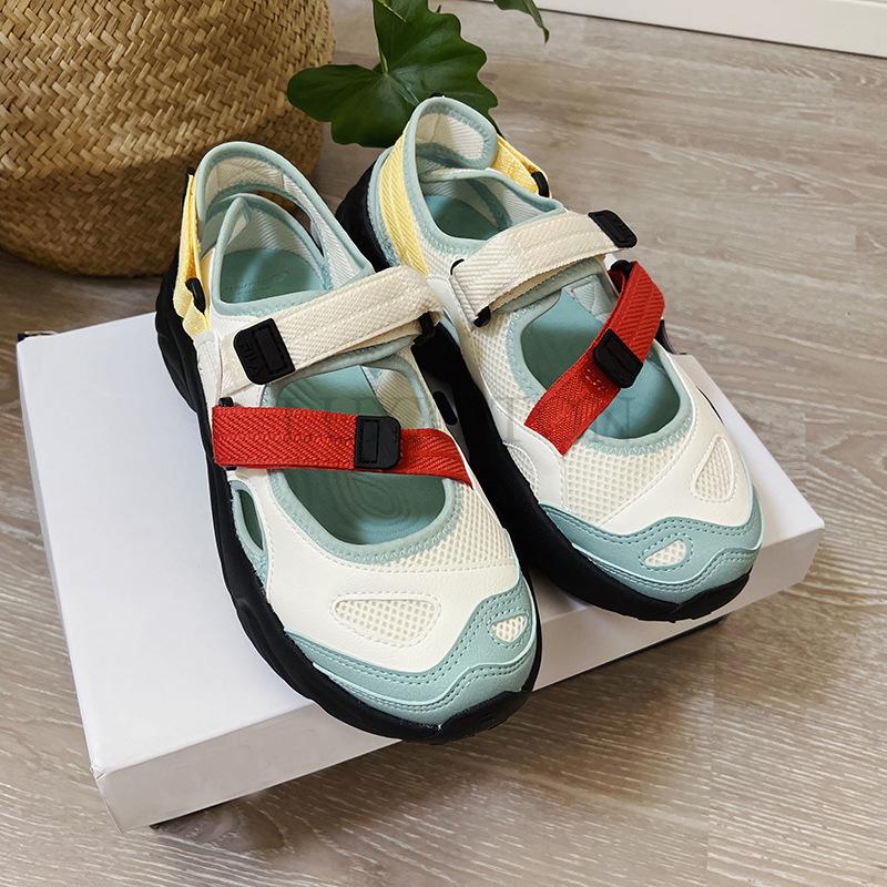 Fashion Thick-Soled Sports Sandals Baotou Hollow Outdoor Summer New Mesh Running Sports Shoes Casual Shoes Beach Shoes