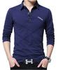 Одежда для гольфа Рубашка поло Длинный рукав Быстросохнущая Рубашка для гольфа Деловая Хлопок Спорт Темно-синий 2XL [three Joy] Мужская