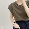 Футболка женская с защипами на плечах, французская, круглая, нежная, офисная, скромная, свободная, для взрослых, с красивым дизайном, элегантная, зеленого цвета хаки [J-Scott],