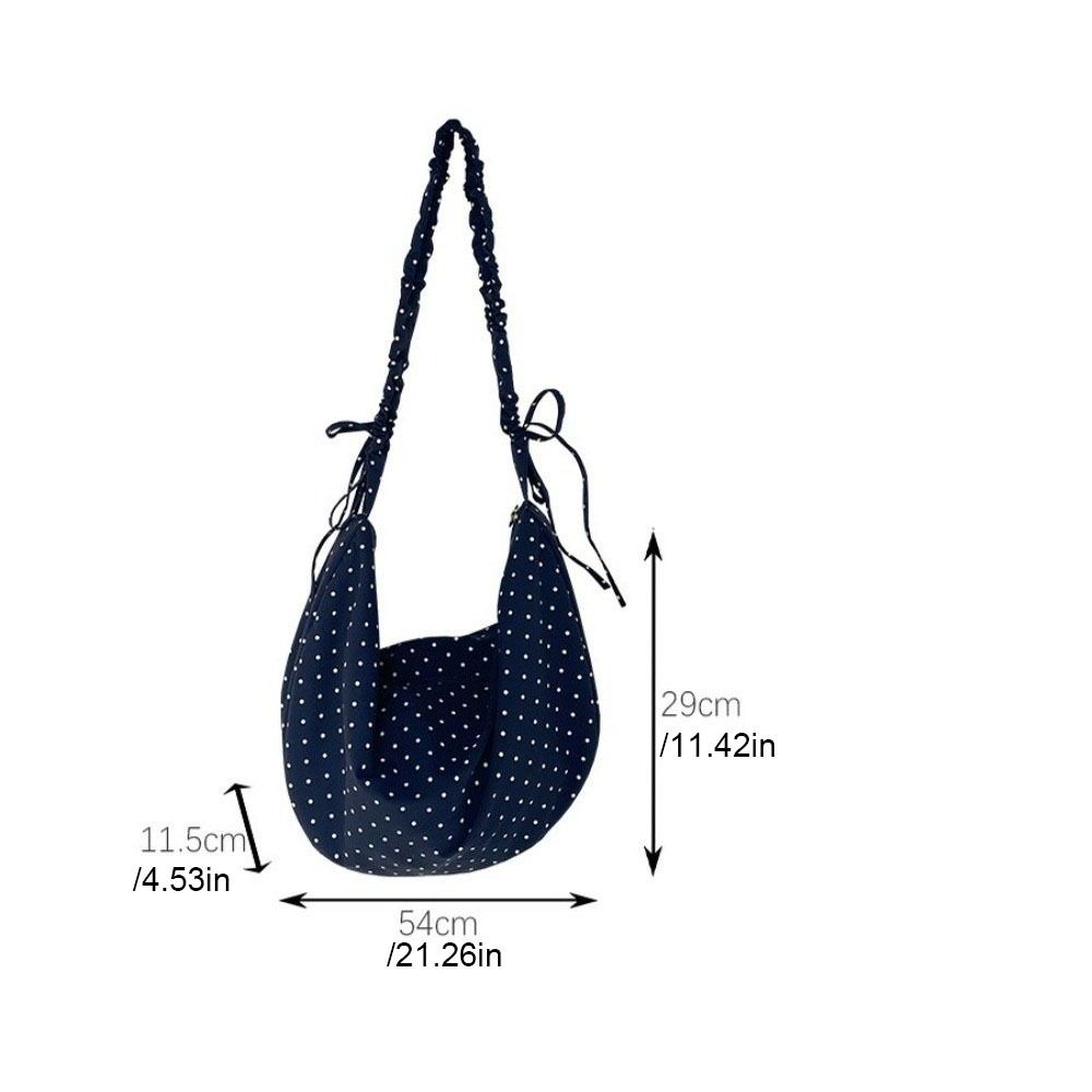 Adjustable Polka Dot Nylon Crossbody Bag Drawstring Lightweight Pleated Shoulder Bag Prined Large Capacity Canvas Dumpling Bag