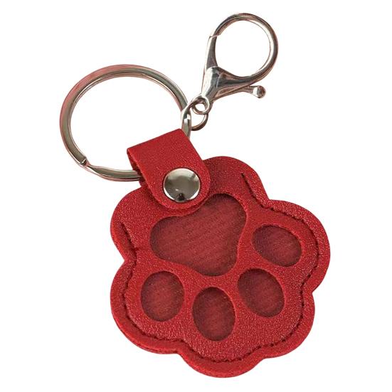 Pet Fur Storage Keychain Dog Cat Hair Memorial Keychain Faux Leather Paw Print Keepsake with Transparent Hair Storage Heartfelt Gift for Cat Dog