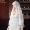 Элегантный ажурный молитвенный платок с цветочной кружевной отделкой, вуаль для головы невесты, дышащая длинная шаль-мантилья для вечеринки