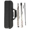 LADE 16 Hole C Flute Closed Key with Storage Bag Increased Tube Resonance Musical InstrumentSilver