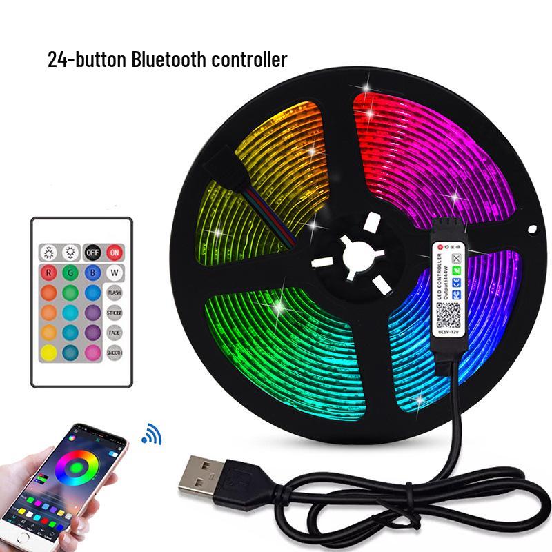 RGB светодиодная лента с 24-кнопочным ИК-пультом и управлением через Bluetooth-приложение, 2835 SMD 60 светодиодов/м, гибкая 5В лента