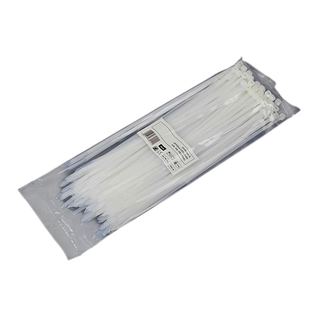 Taśma Opaska Kablowa 4,8X300Mm - 100Szt Białe