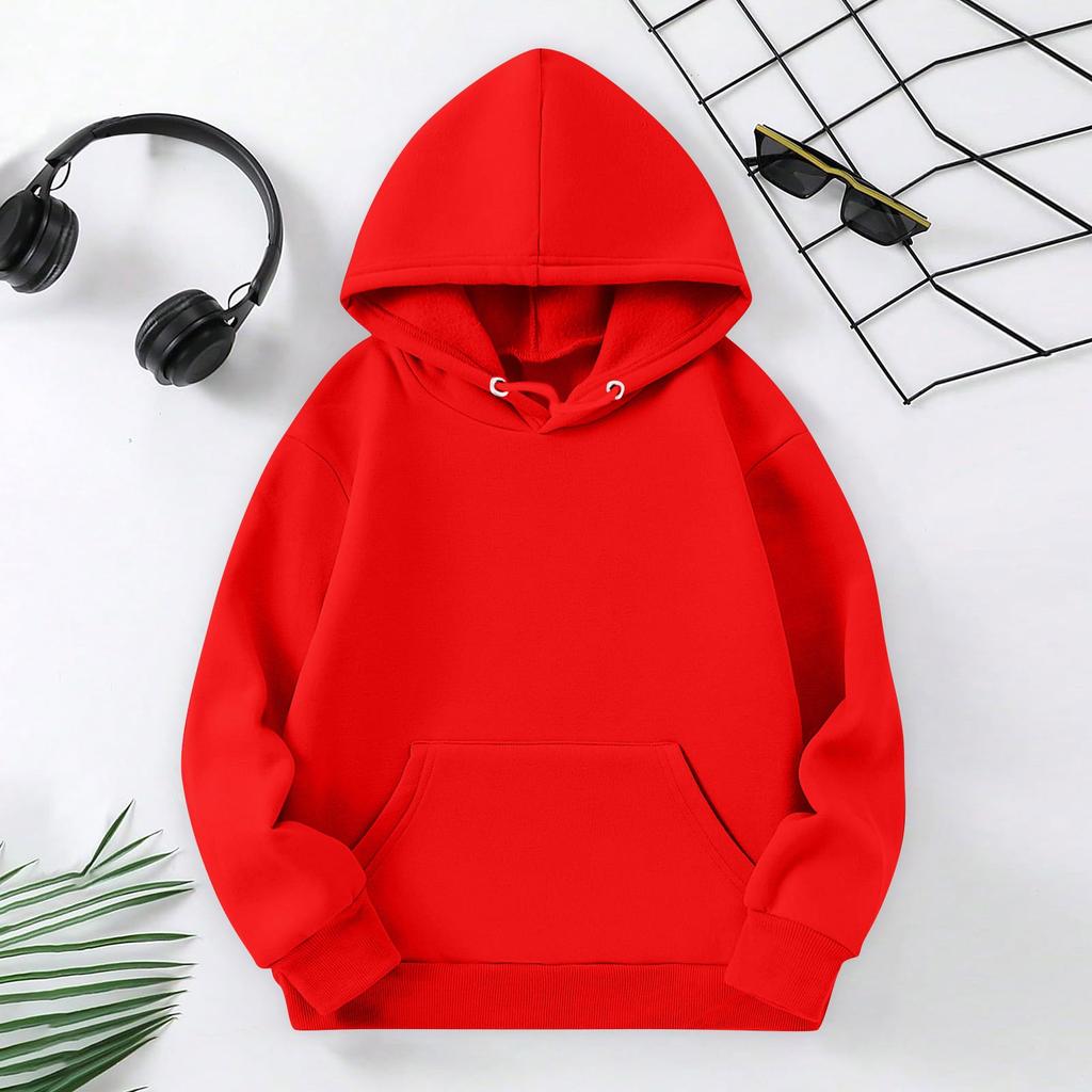 Детские толстовки с капюшоном, свободная однотонная спортивная рубашка с капюшоном, модная спортивная рубашка