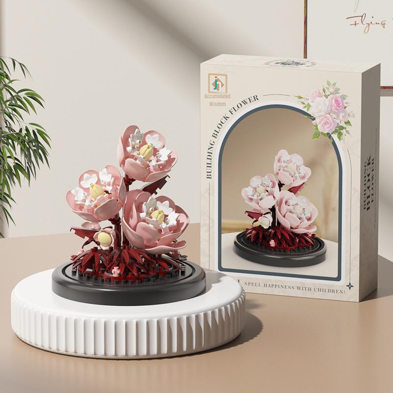 Valentine's Day Eternal Rose Bouquet: Compatible with Lego China Building Blocks, Flower Plant Potted Children's Toy