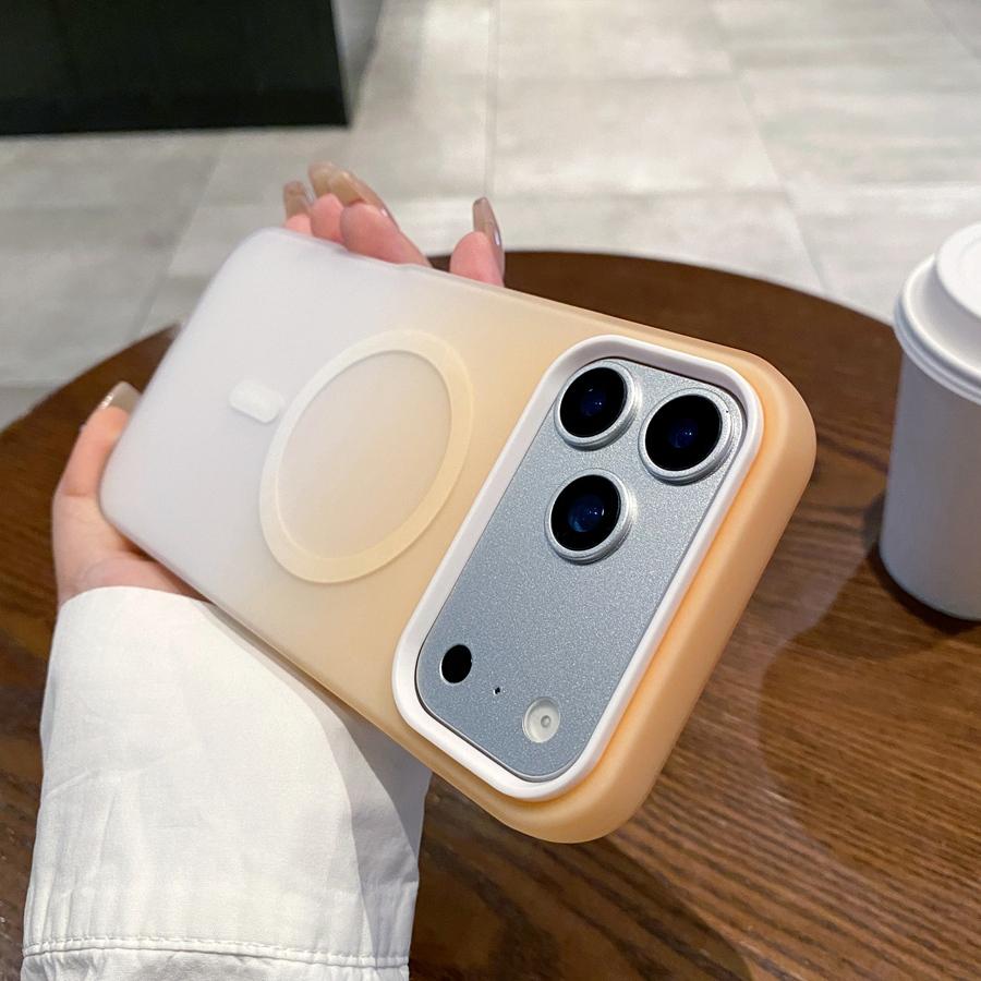 Противоударный чехол 2 в 1 с магнитной беспроводной зарядкой для iPhone 17 16 15 14 13 12, не желтеющий чехол-накладка цвета макарон с градиентом для MagSafe