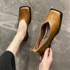 Fashion Women's Summer Square Toe Shoes Ladies Loafers Casual Dating Shallow Sweet Retro Dress Autumn