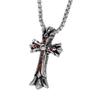 Ожерелье с подвеской в виде двойного креста из рубина и циркония, нержавеющая сталь, 50 см, серебро [ZIYMU], мужское zm-p-042r50