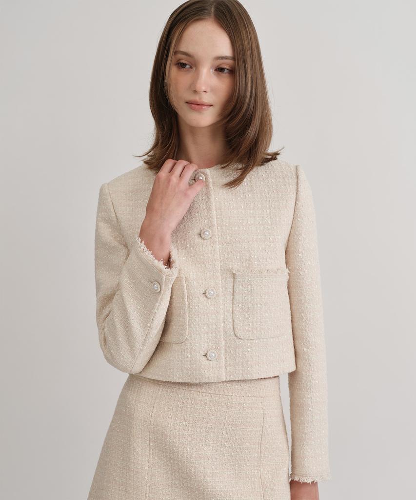 TOWAV Lemay Tweed Jacket_Pale Pink
