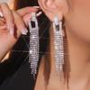 Роскошные блестящие серьги с длинной бахромой из страз