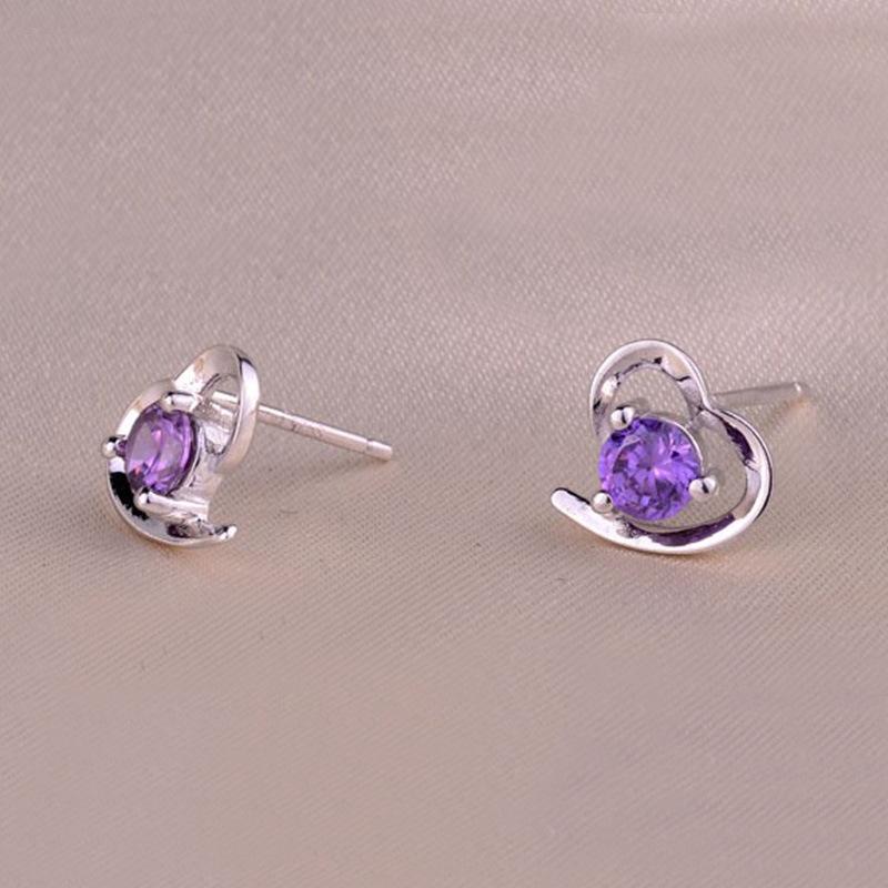 Серьги в форме сердца в корейском стиле с серебряным покрытием для женщин - Модные европейские и американские украшения