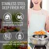 Фритюрница из нержавеющей стали с термометром и съемной решеткой, сковорода темпура в японском стиле с ручкой холодного прикосновения для плиты