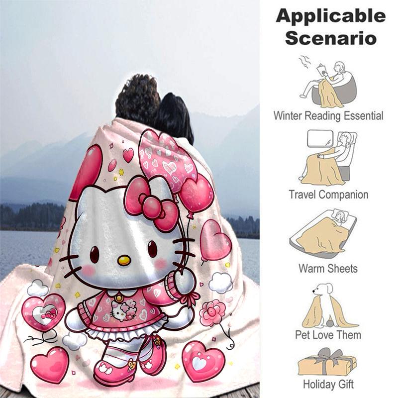 1pc Hello Kitty's Heartfelt Adventure Blanket, Soft and Cozy Home Decor Gift for All Seasons, Perfect for Any Room Decoration, Ideal Present for Famil