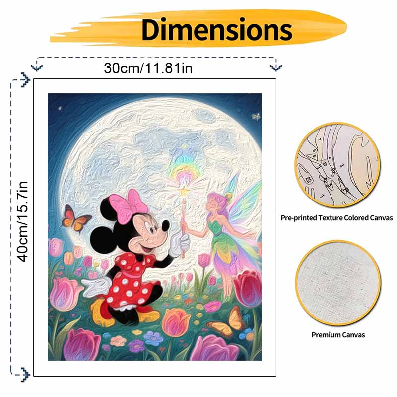 Disney digital oil painting art painting fairy moon garden handmade diy home decorations