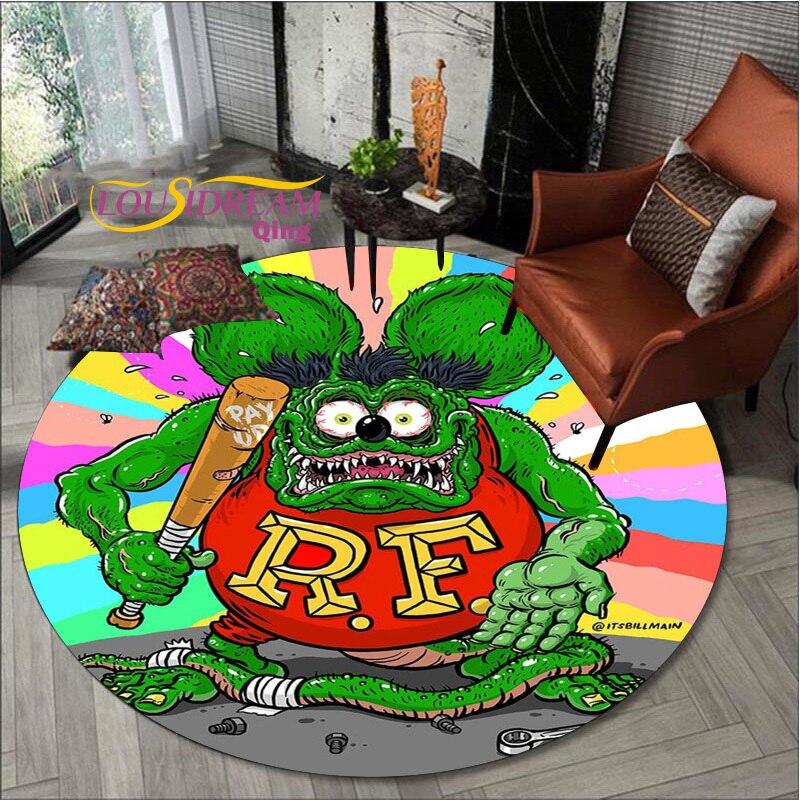 Коврик Rat Fink, ретро круглый ковер, декор для гостиной, ковер Mancave, напольные коврики, ковры для спальни, стул, коврик, подарки