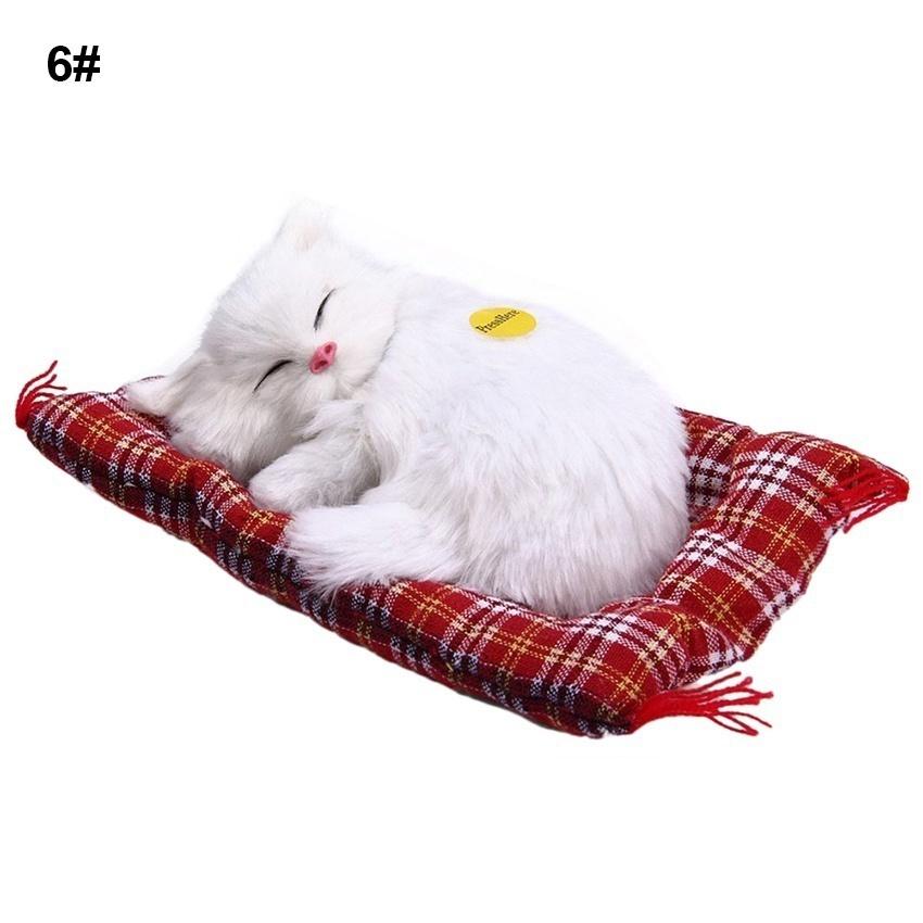 Lovely Simulation Animal Doll Plush Sleeping Cats Toy with Sound Kids Toy Birthday Gift Doll Decorat