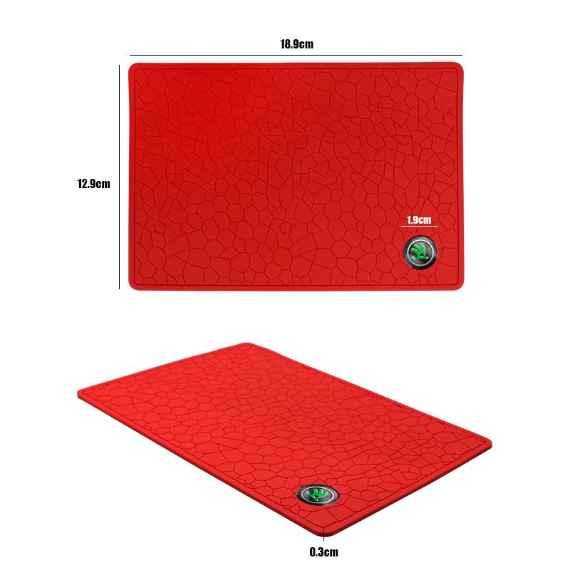 1Pcs Car Logo Anti Slip Mat Interior Dashboard Accessories For Skoda Octavia Kodiaq Enyaq iV Kamiq Superb Fabia Rapid Vision RS
