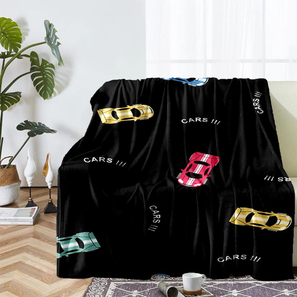 Cute Cars Theme Printed Blanket - Perfect for Couch, Bed, Travel & Outdoor Use | Machine Washable, Cozy & Durable.