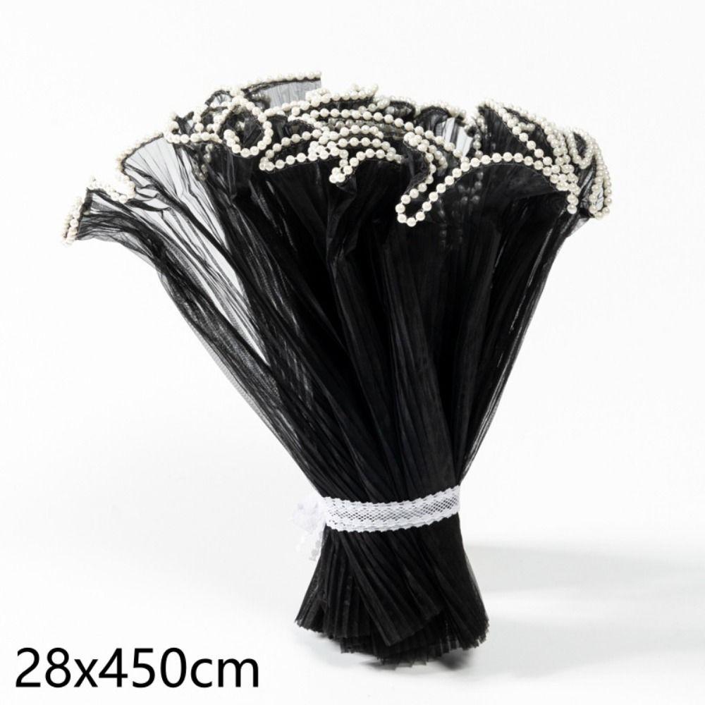 1Pcs Wave Yarn Flower Wrapping Cloth Pearl Lace Gift Packaging Paper  for Valentine's Day Wedding