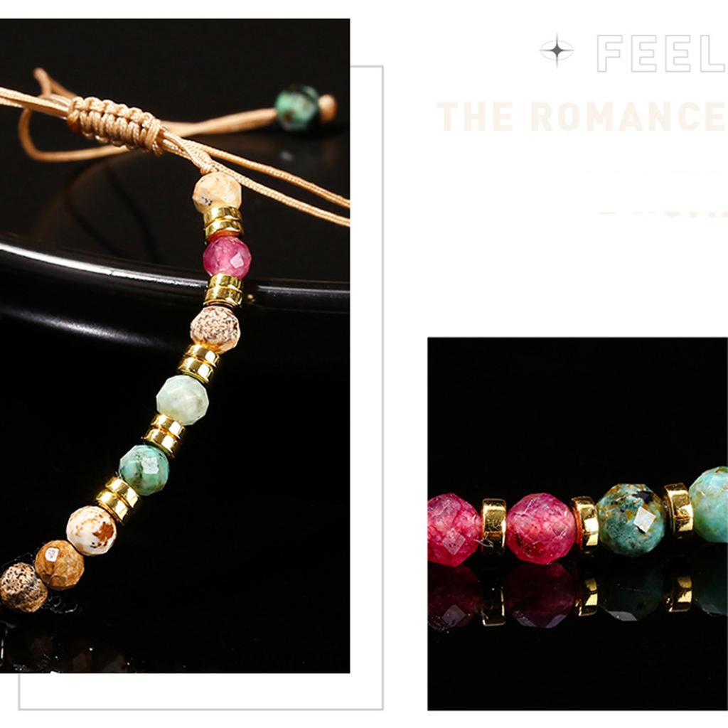 Cut Natural African Turquoise Colored Chalcedony Braided Bracelet Girl's Personality Joker Jewelry.