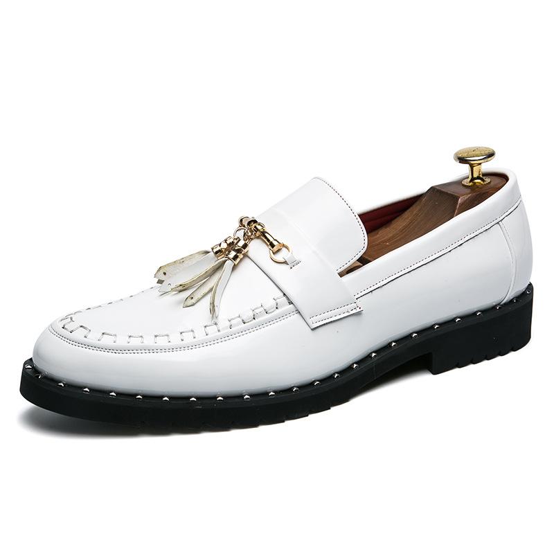 Fashion Men Leather Driving Shoes Tassel Black Blue Slip On Loafers Spring Summer Men Leather Moccasins Outdoor Club Pary Shoes Men