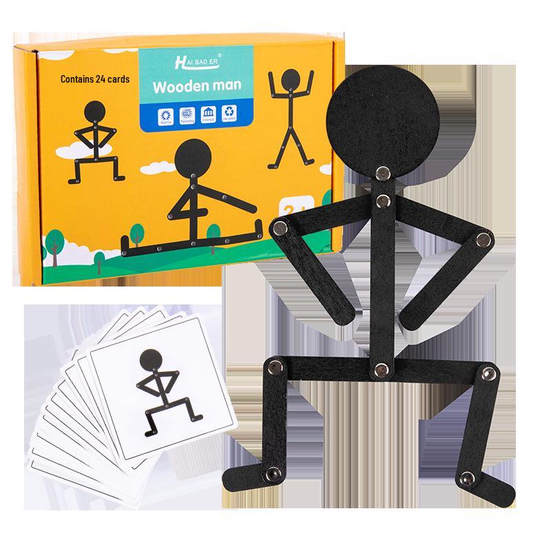 Гибкие бамбуковые конечности Деревянный манекен-головоломка: Детская игрушка для раннего развития
