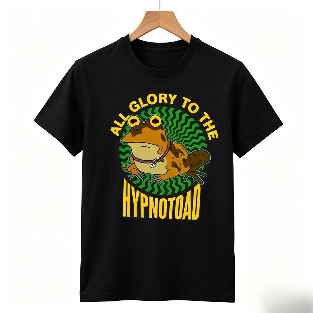 Futurama Hypnotoad T Shirt for Unisex All Glory To The Hypnotoad Graphic Novelty Tee Casual Short Sleeve Black Cotton Top 2026 New
