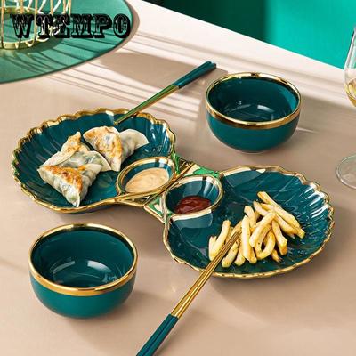 Керамическая тарелка с тарелкой для уксуса. Домашняя тарелка с фруктами. Креативная индивидуальная посуда. Сетка для суши. Тарелка с красным картофелем фри.