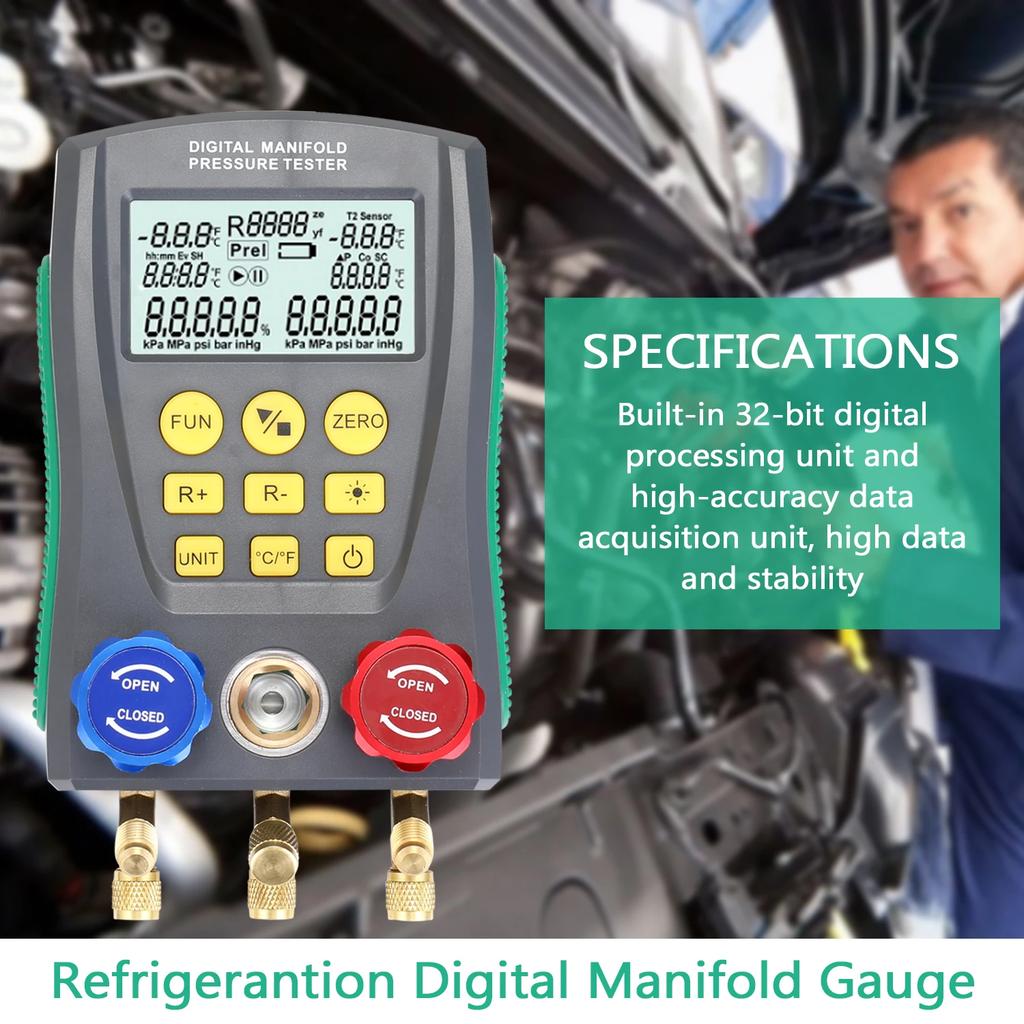 Pressure Gauge Refrigeration Digital Vacuum Pressure Manifold Tester Meter Temperature Tester Digital Manifold Gauge Meter Tools