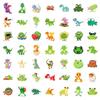100 Cute Hand-painted Small Animals Doodle Mix and Match Stickers Frogs and Dinosaurs Do Not Repeat Them
