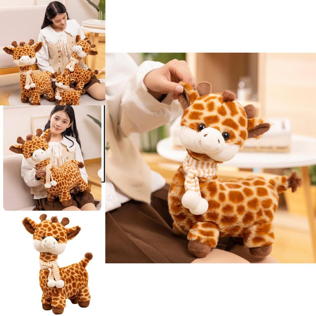 Cute Giraffe Plush Doll High Quality Short Plush Stuffed Animal Scarf Toy For Children