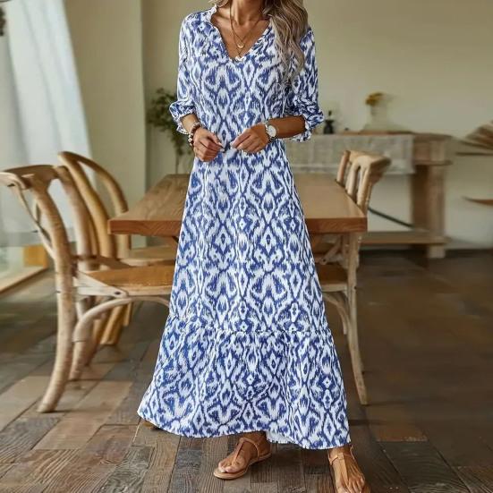 Женское платье с v-образным вырезом, свободное до щиколотки, с коротким рукавом, в тон, с принтом, в стиле пэчворк, пуловер трапециевидной формы, большие качели, мягкое женское платье макси