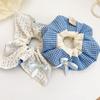 1pc Ballet-style Blue Checkered Bow Hair Tie, Square Scarf Hair Flower, Fresh Forest-style Hair Rope, New Lace Hair Accessories