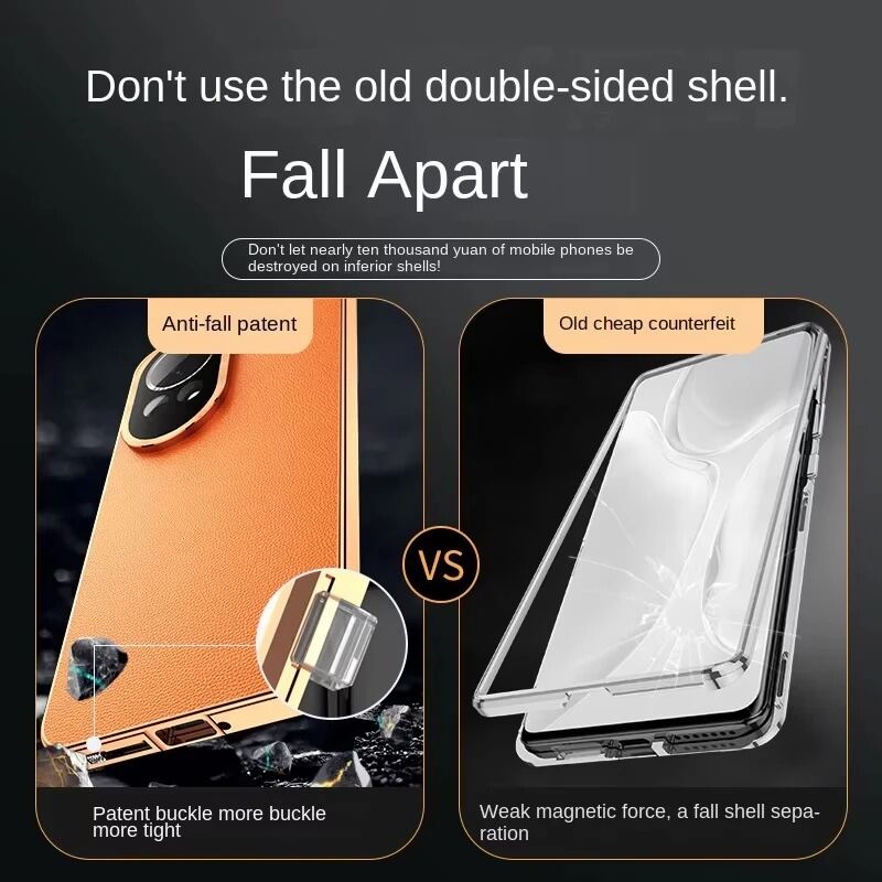 Чехол для Huawei P80 P30 P40 P70 Nova 14 13 Ultra Honor 200 100 90 80 70 Magic 8 Pro, Алюминиевый бампер с закаленным стеклом и кожаной задней панелью, Бамперы для телефона