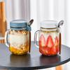 Portable Overnight Oat Glass Cup Water Mug With Spoon Breakfast Salad Can Yogurt Tumbler Heat Resistant Juice Milk Cup