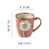 Vintage Floral Ceramic Water Mugs,12oz Hand-painted Coffee Mugs with Handle, Microwave & Dishwasher Safe