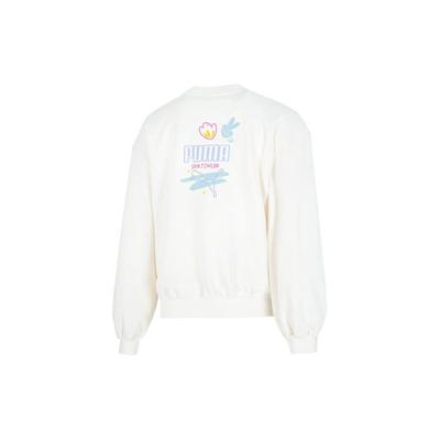 Puma Модная толстовка свободного покроя с рисунком из мультфильма и логотипом, круглый вырез, американские винтажные женские топы цвета Off-White 537518-65