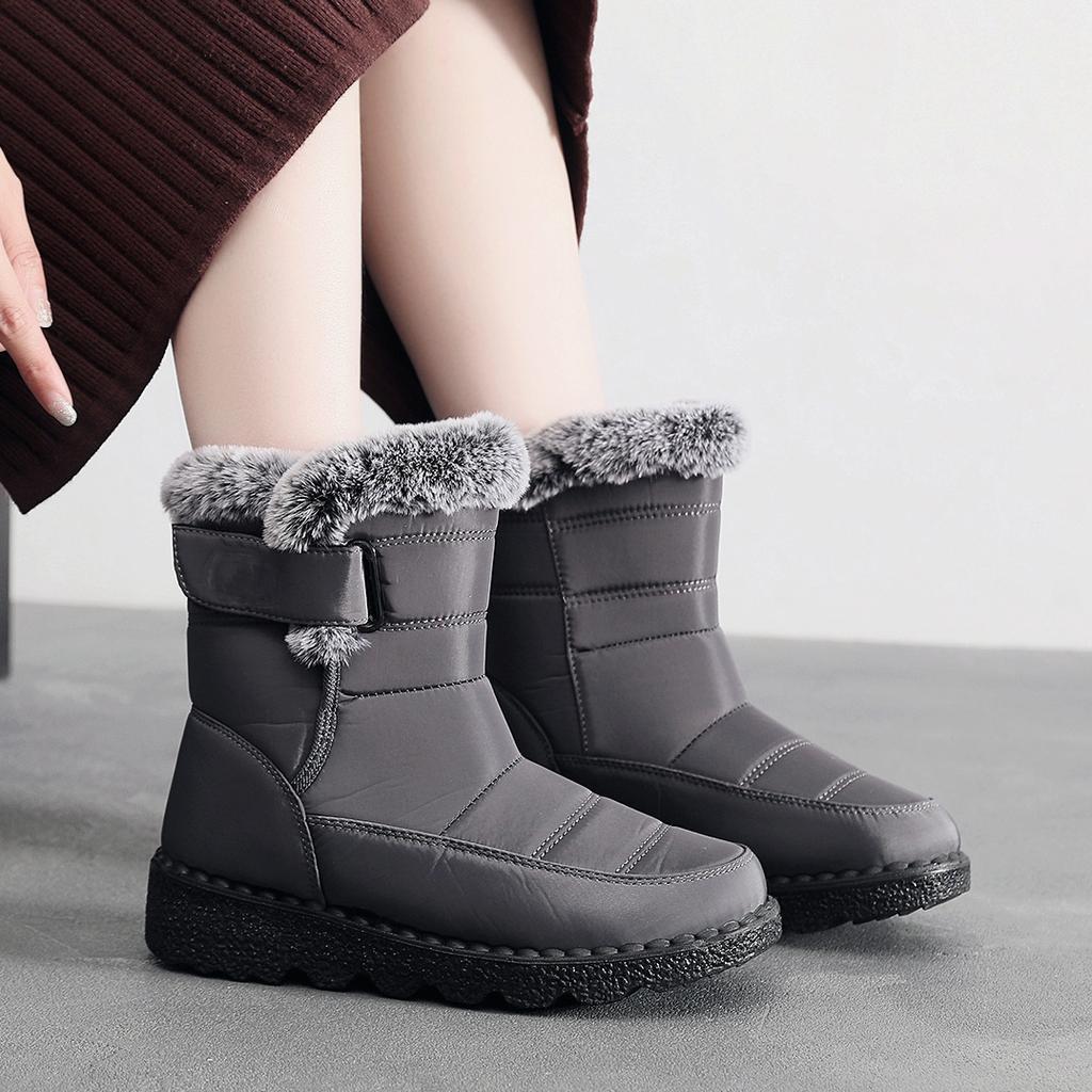 2025 Couple Cotton Shoes, Outdoor Boots, Medium High Top, Rabbit Plush, Snow Boots, Waterproof and Anti Slip Cotton Boots, Large Size