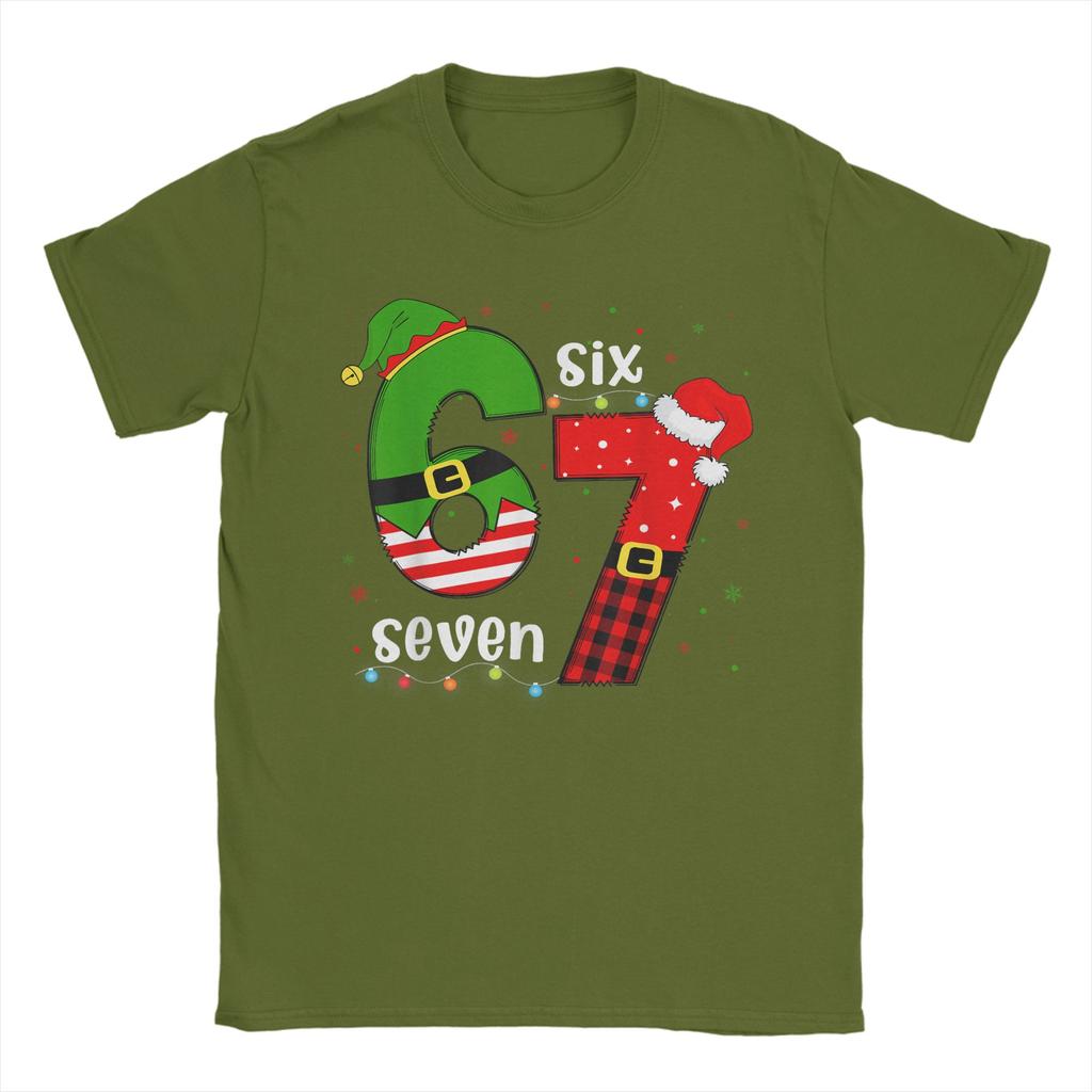 Funny 67 Six Seven Christmas Xmas 6 7 T-Shirt Summer Novelty T-Shirts Cotton O Neck Oversize Tees Short Sleeves Street Tshirt